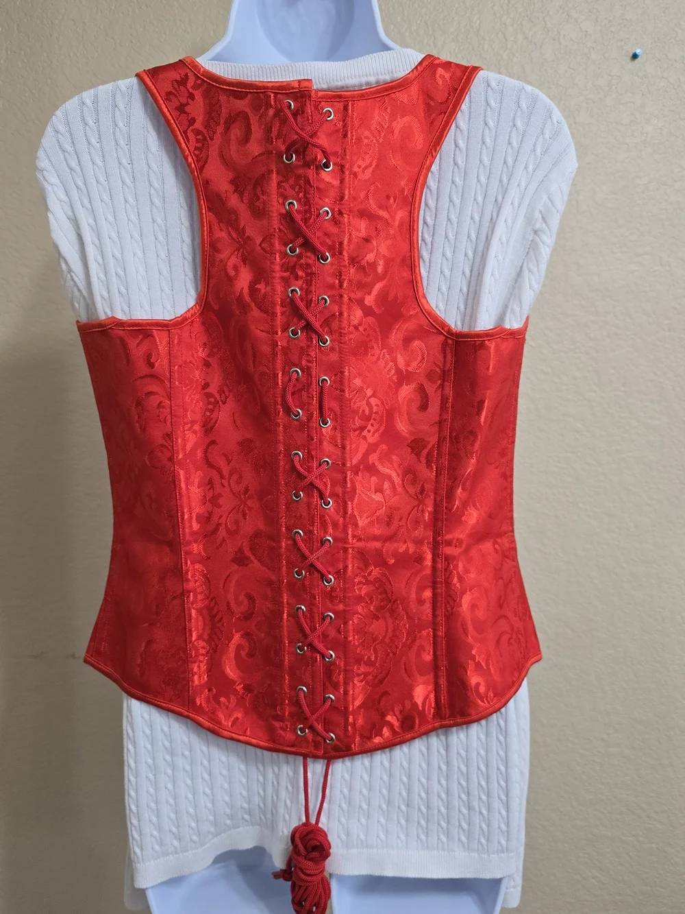 Red Brocade Corset Top - Unbranded - Picture 7 of 7